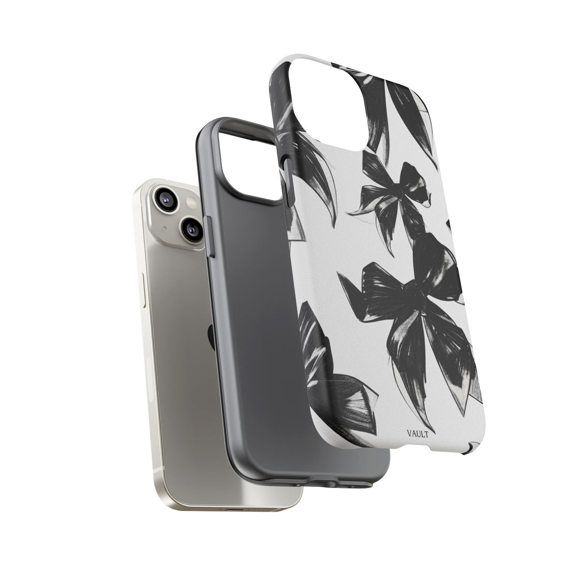 Floral Brushstroke Phone Case — Black & White Botanical Tough Case