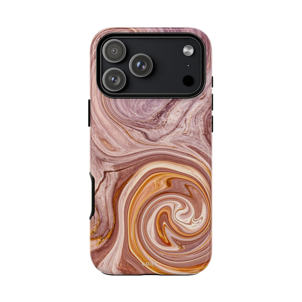 Marble Swirl Phone Case — Pink & Gold Abstract Tough Case