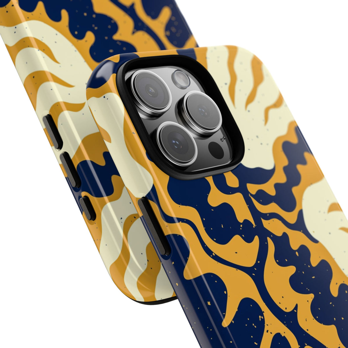 Bold Abstract Floral Phone Case (Navy & Mustard)