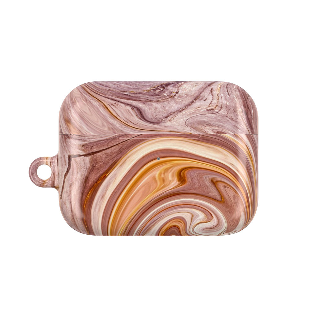 Marble Swirl AirPod Case — Pink & Gold Abstract Protective Cover