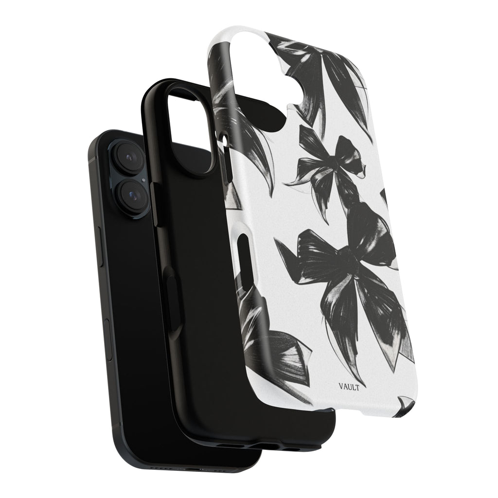 Floral Brushstroke Phone Case — Black & White Botanical Tough Case