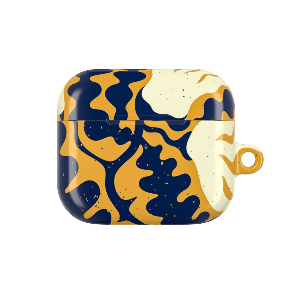 Abstract Navy & Mustard Swirl AirPod Case — Protective Designer Cover