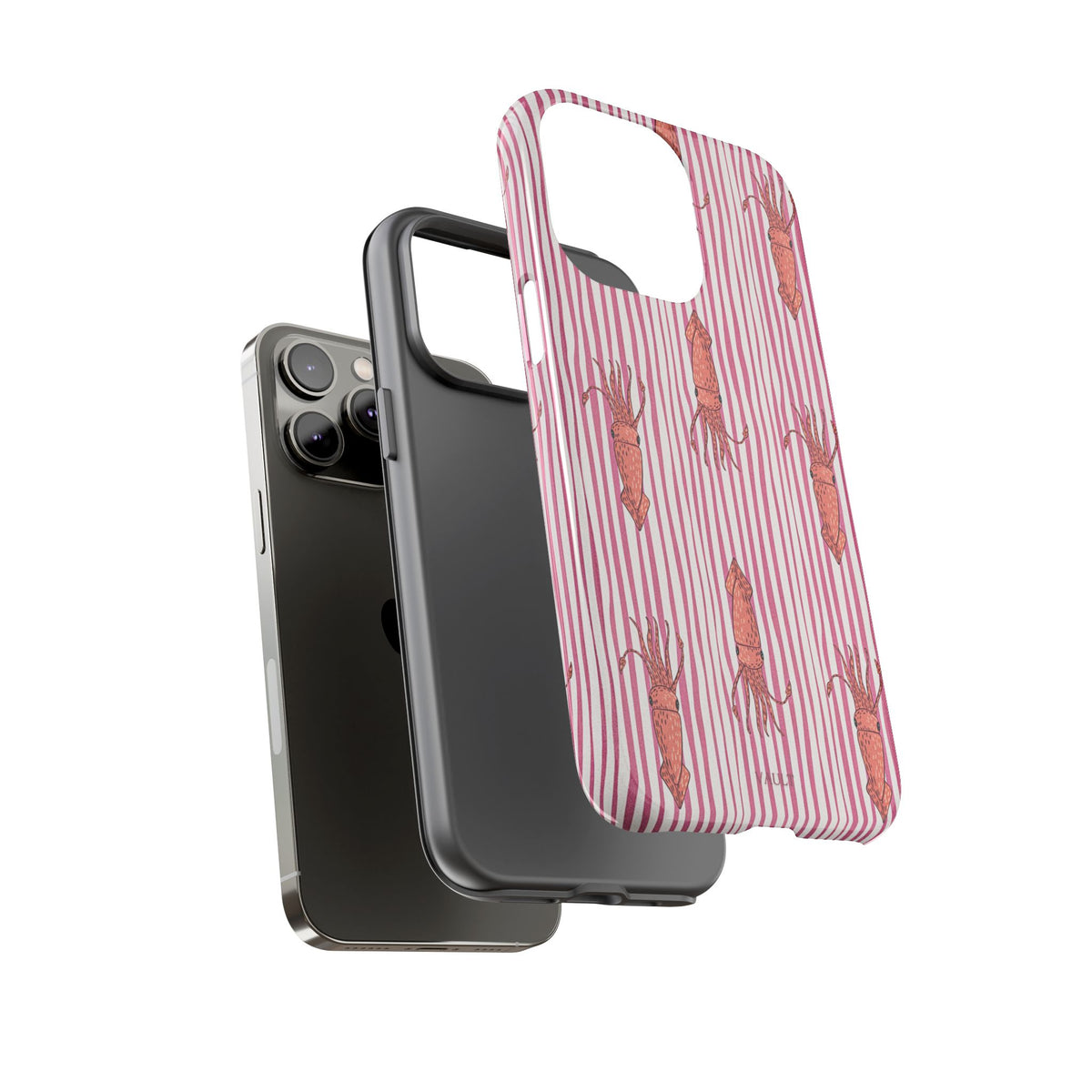 Squid Stripe Phone Case — Pink Nautical Sea Creature Pattern