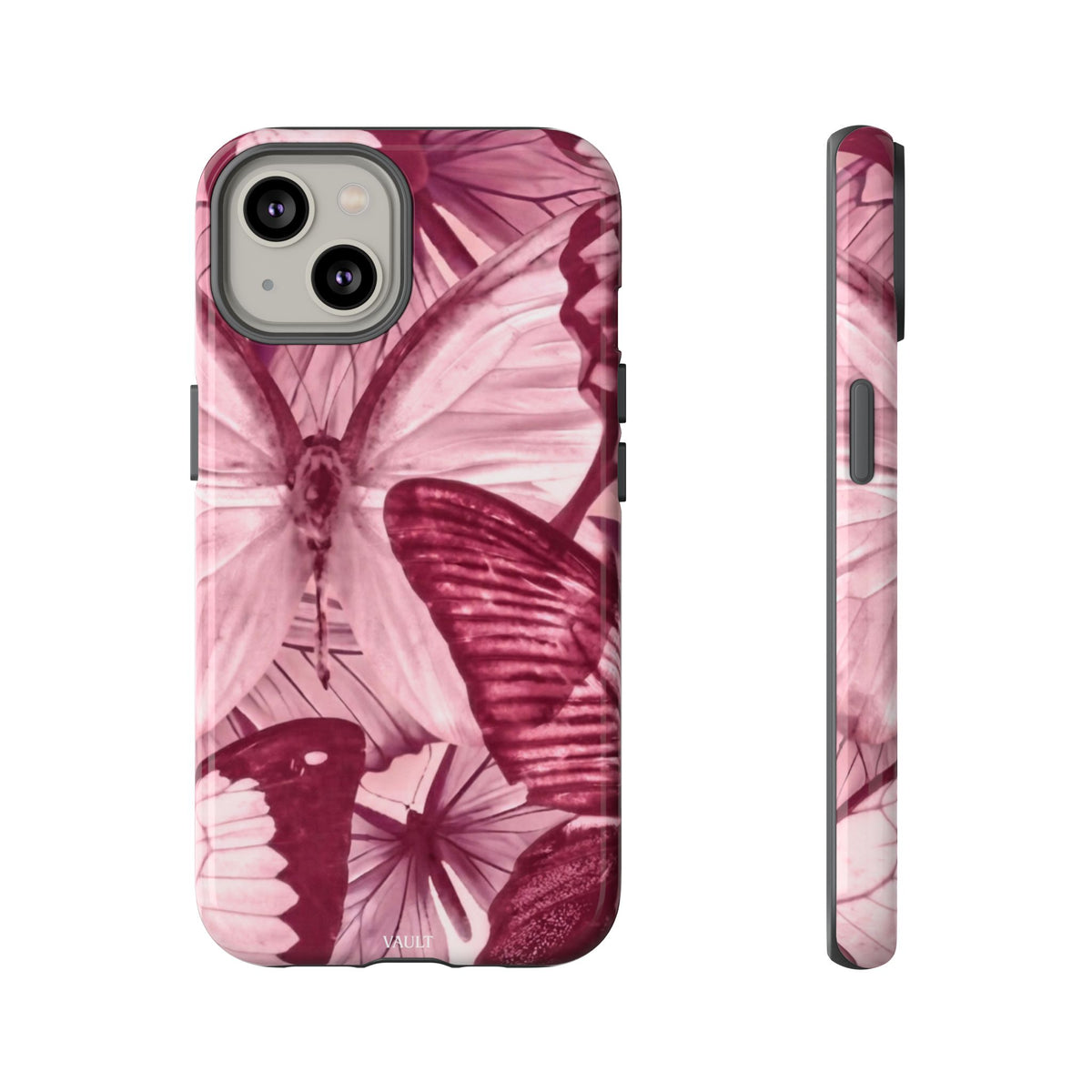 Butterfly Tough Phone Case — Vintage Pink Floral Protective Cover
