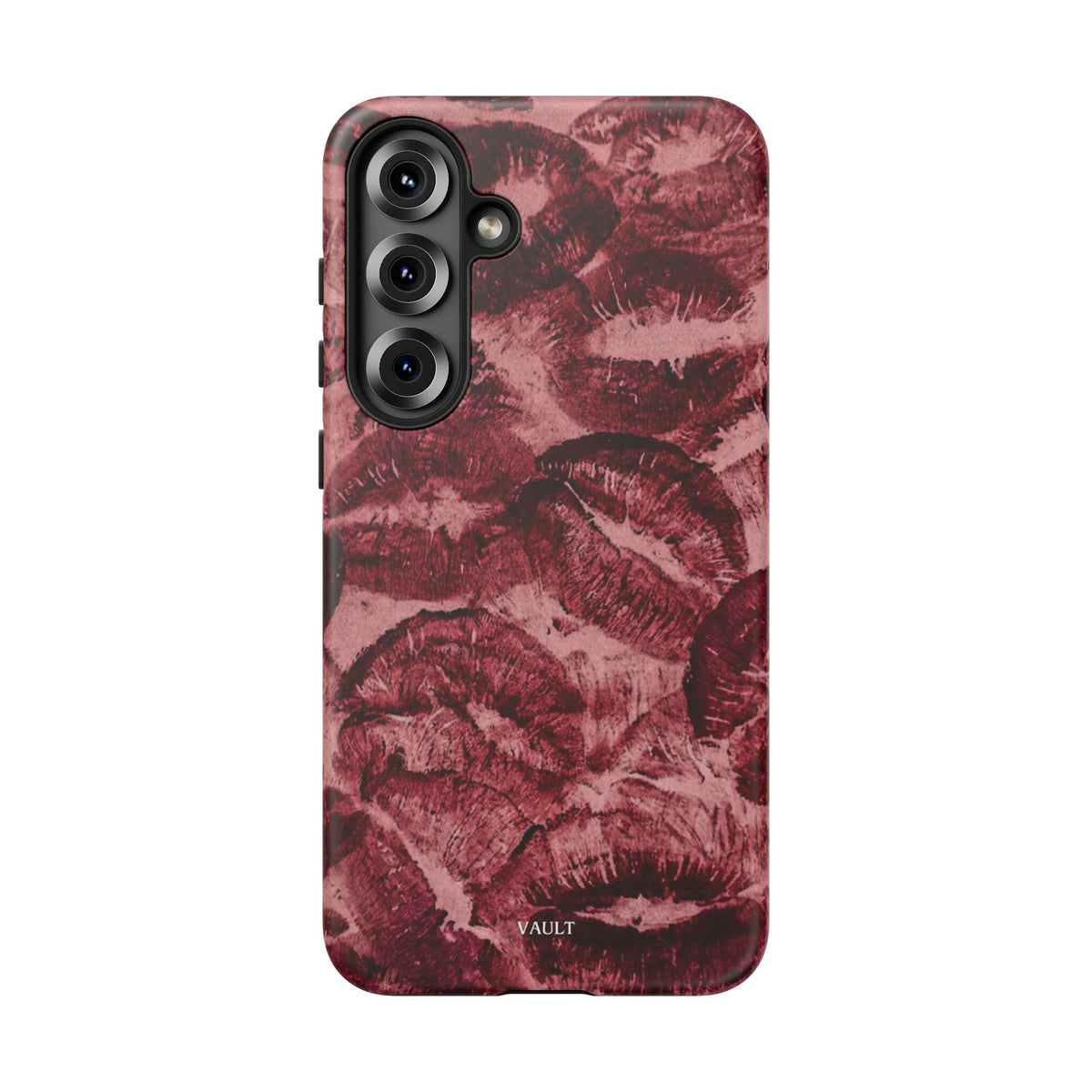 Kiss Print Phone Case – Burgundy Lip Pattern Protective Phone Cover