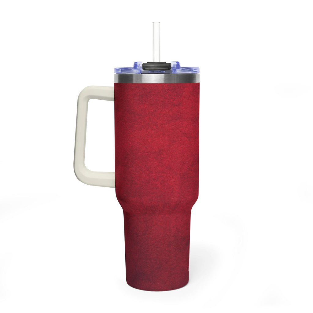 40oz Red Vacuum Tumbler – Insulated Travel Mug with Straw & Handle