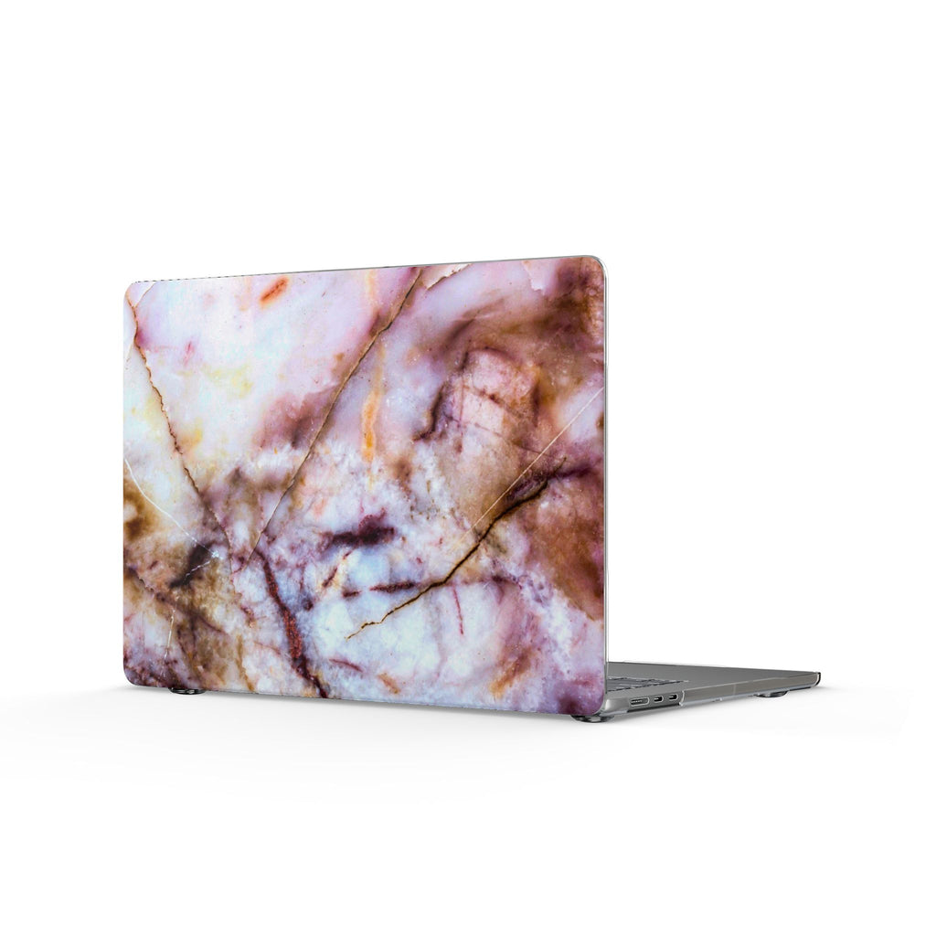 Marble Rose Clear MacBook Case — Pink Brown Marble Laptop Shell