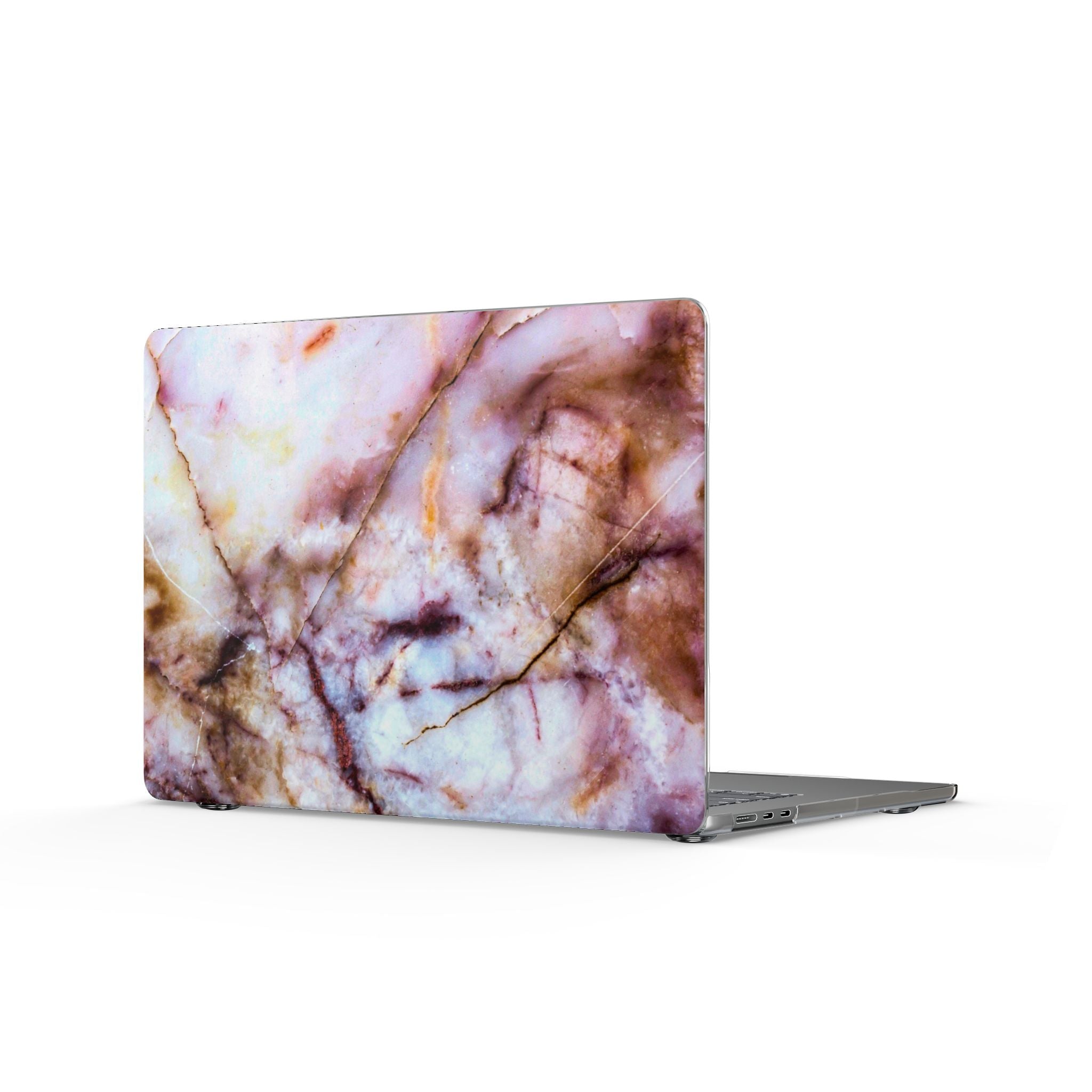 Marble Rose Clear MacBook Case — Pink Brown Marble Laptop Shell