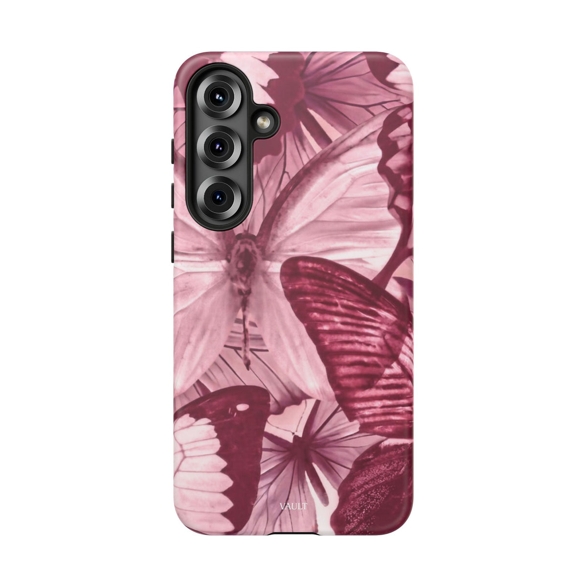 Butterfly Tough Phone Case — Vintage Pink Floral Protective Cover
