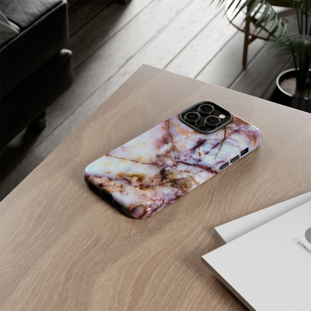 Marble Vein Tough Phone Case — Pink Quartz Protective Cover