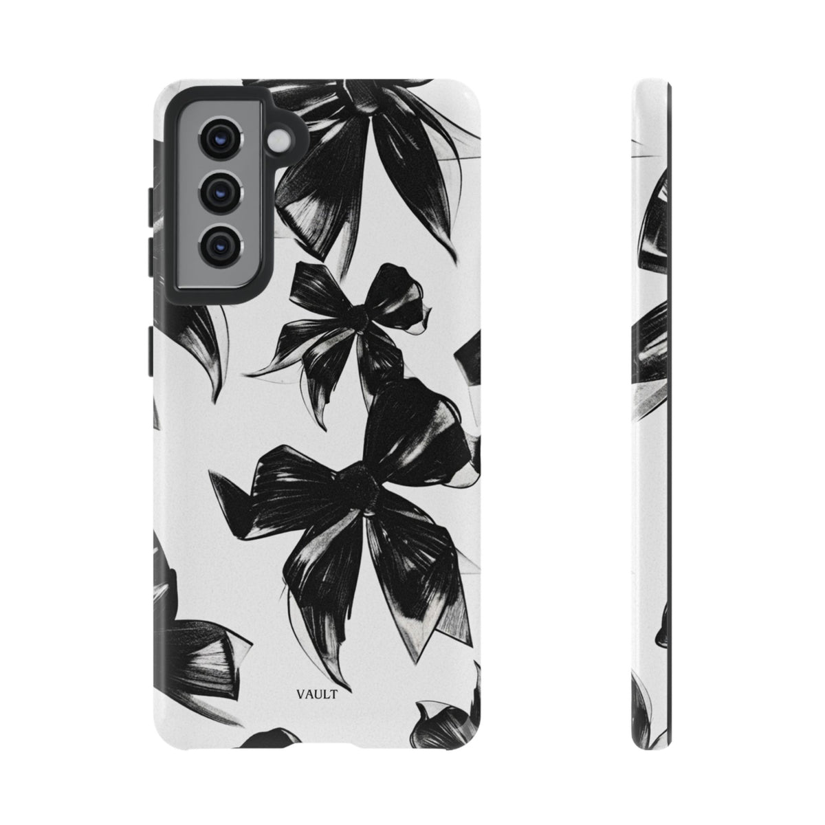 Floral Brushstroke Phone Case — Black & White Botanical Tough Case