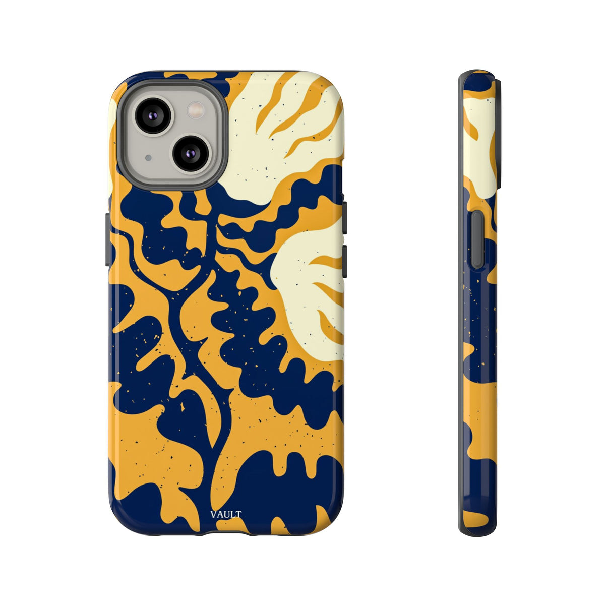 Bold Abstract Floral Phone Case (Navy & Mustard)