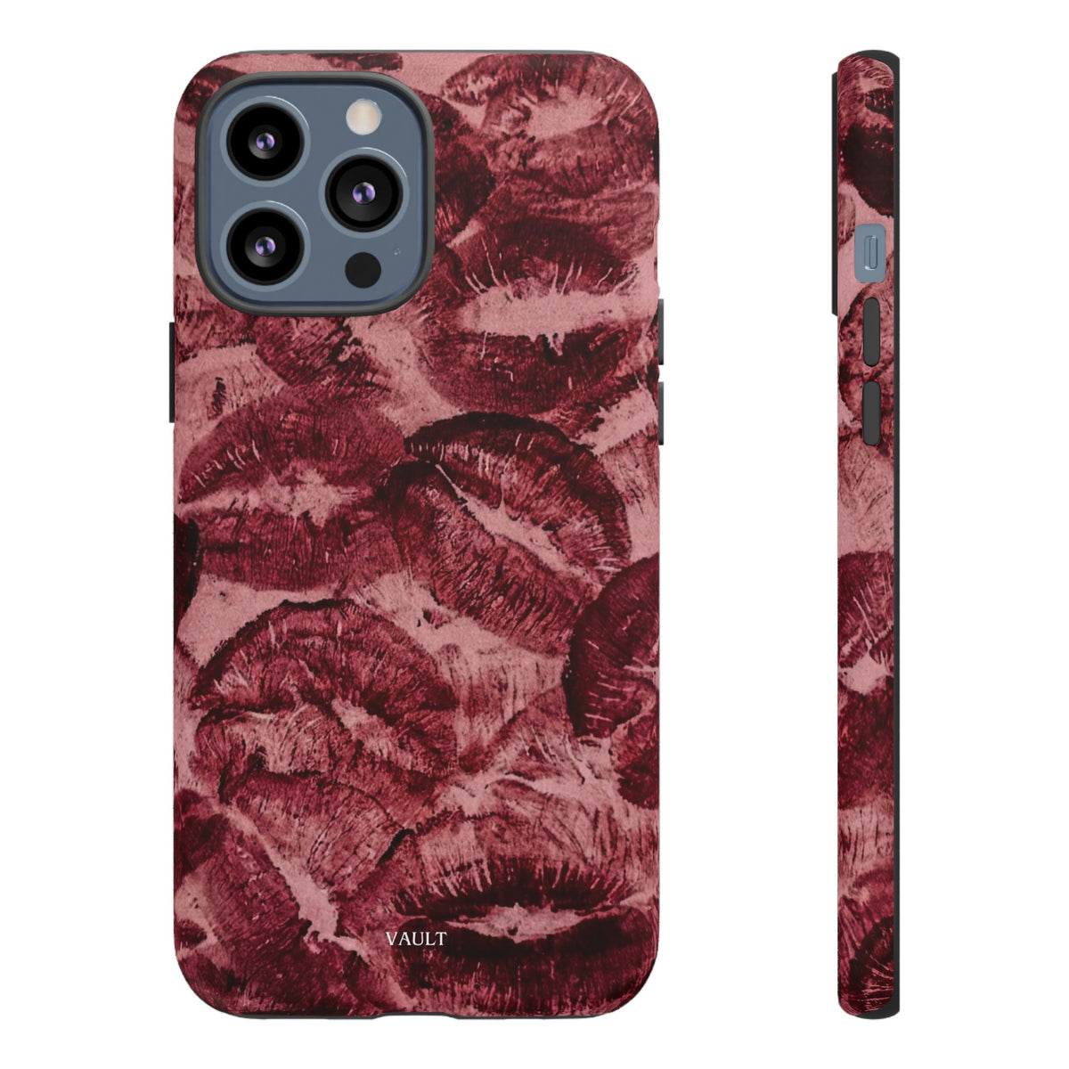 Kiss Print Phone Case – Burgundy Lip Pattern Protective Phone Cover