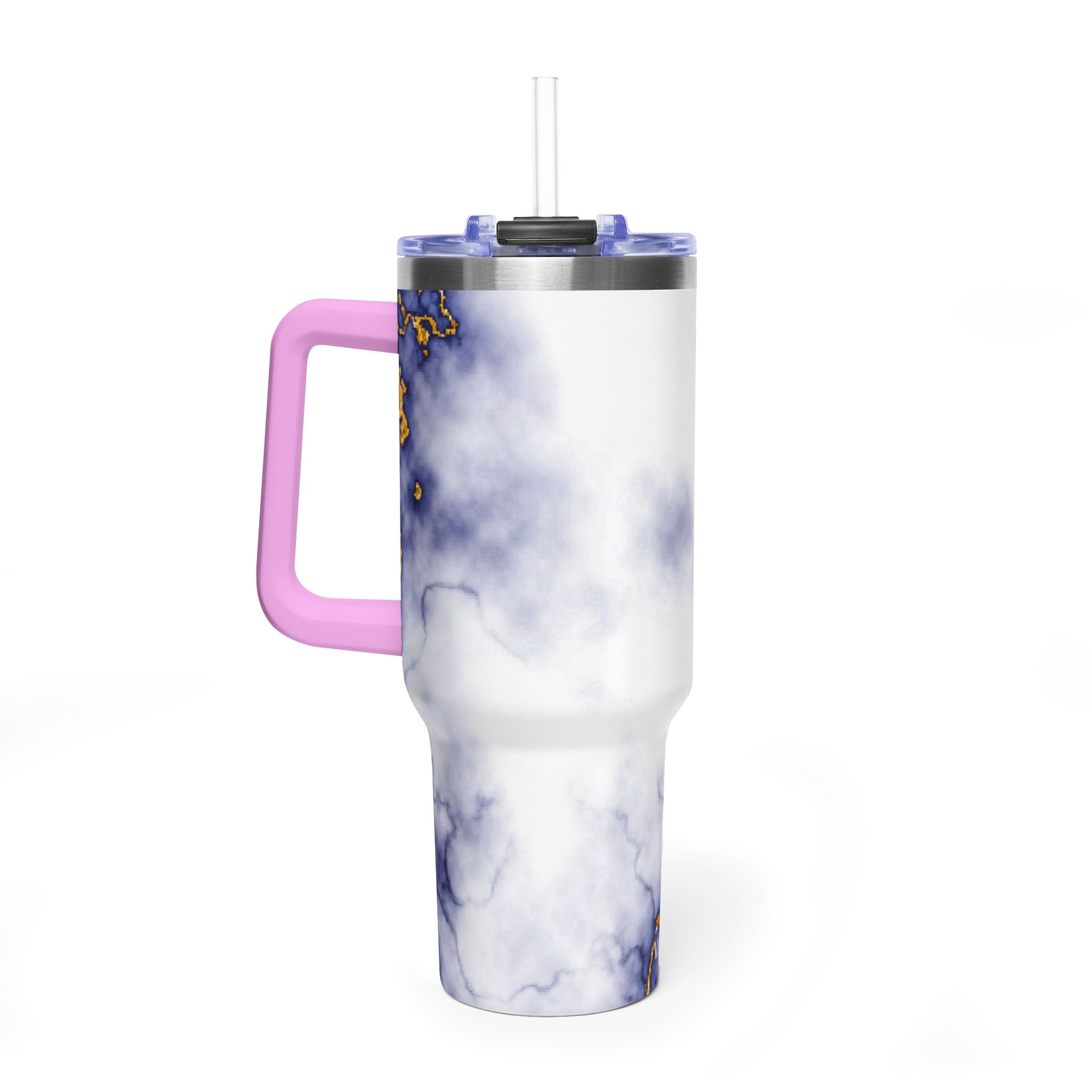 40oz Marble Thermal Tumbler - Blue & Gold Veined Vacuum Cup