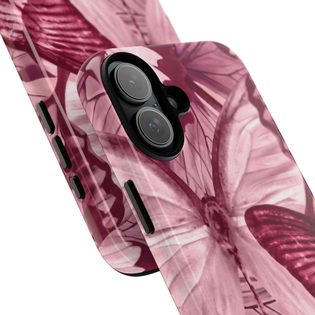 Butterfly Tough Phone Case — Vintage Pink Floral Protective Cover