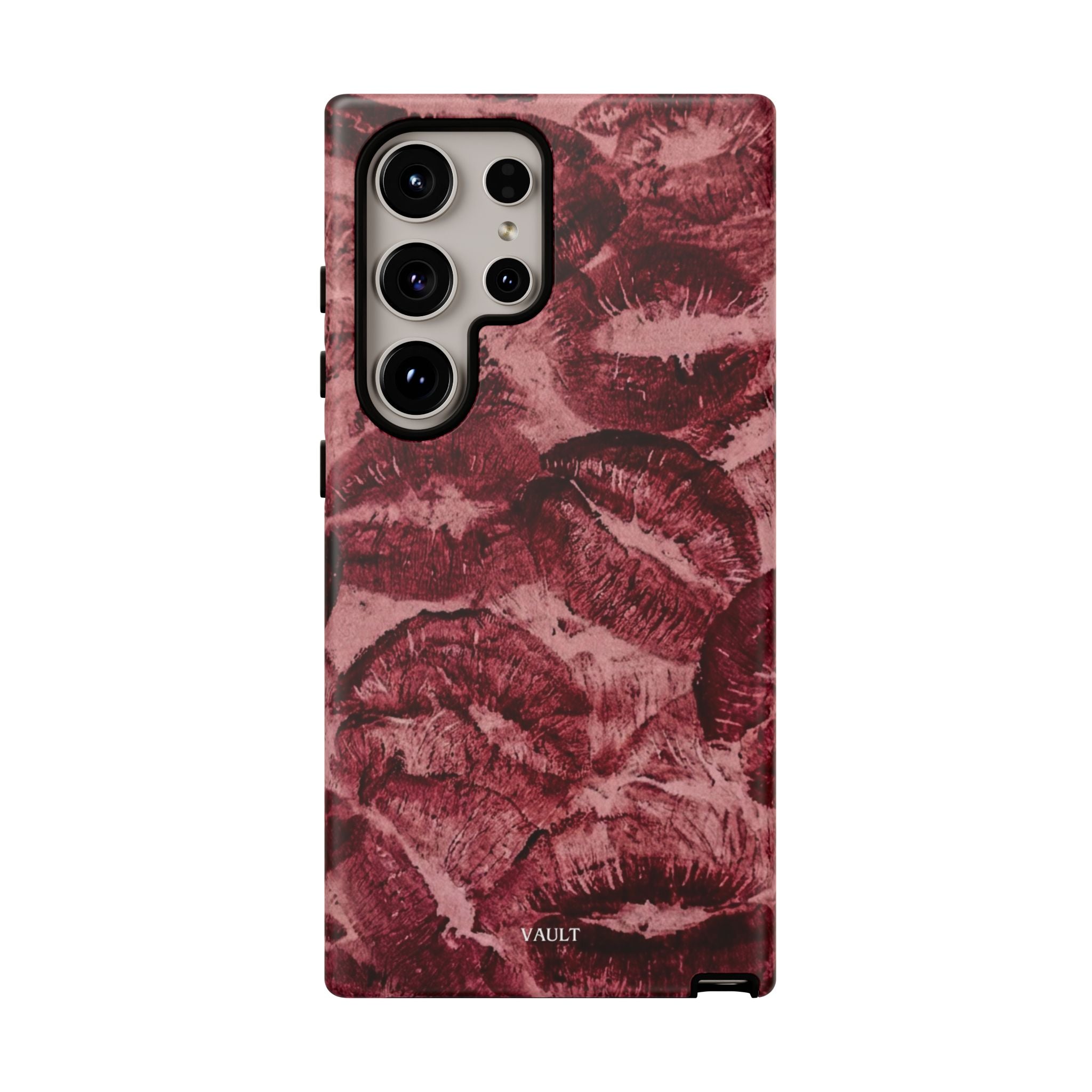 Kiss Print Phone Case – Burgundy Lip Pattern Protective Phone Cover
