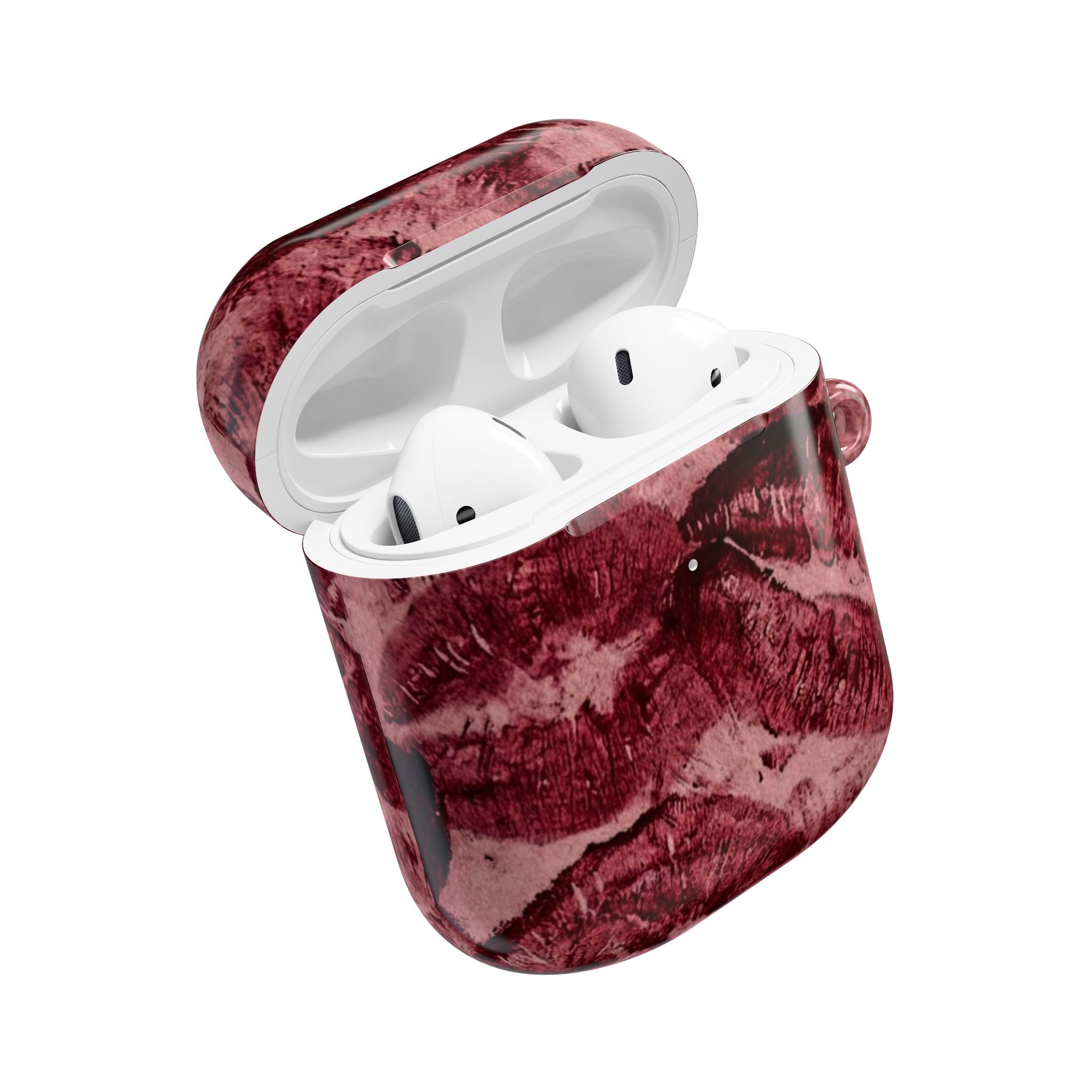 Maroon Kiss-Print AirPod Case