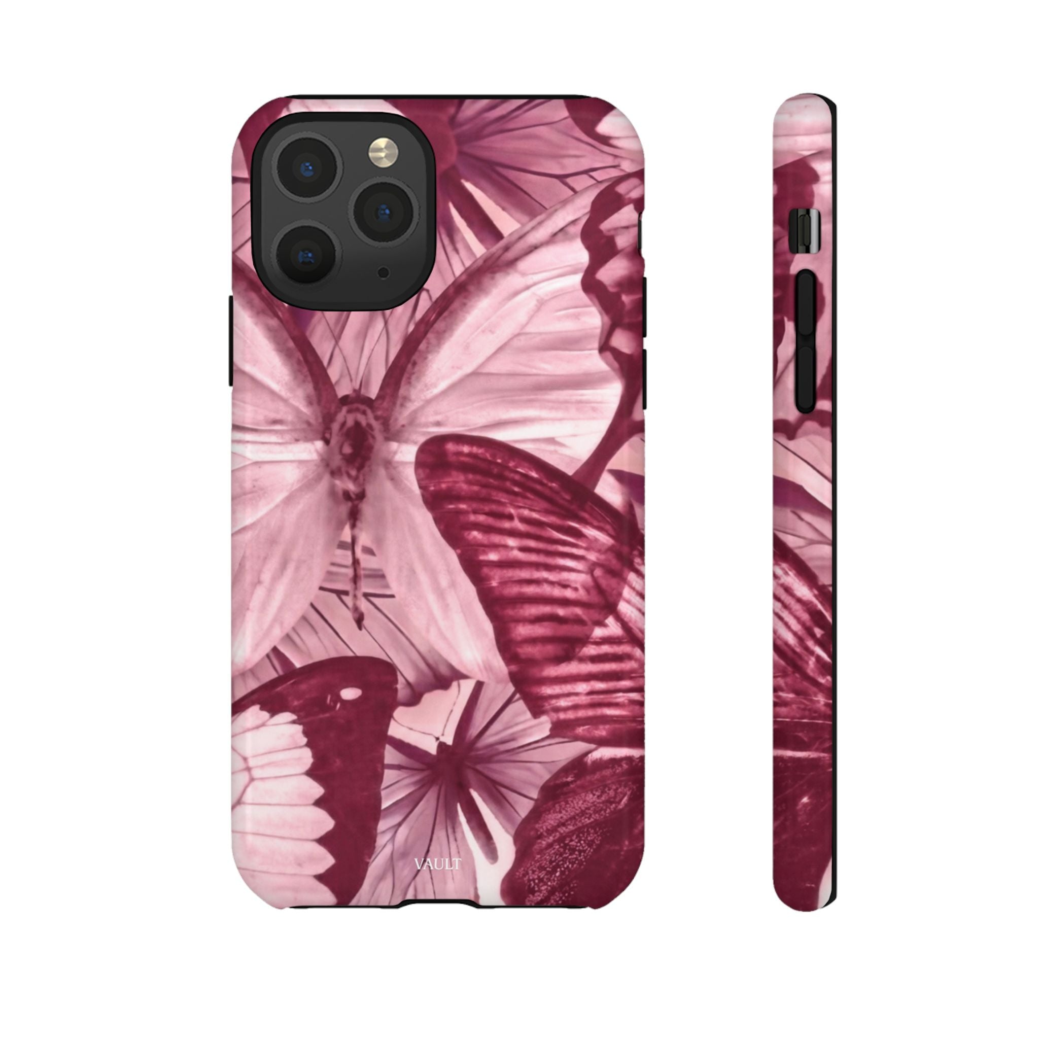 Butterfly Tough Phone Case — Vintage Pink Floral Protective Cover