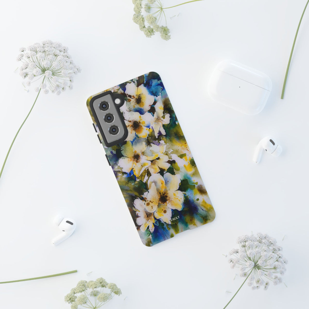 Floral Watercolor Tough Case – Yellow White Blossom Phone Cover