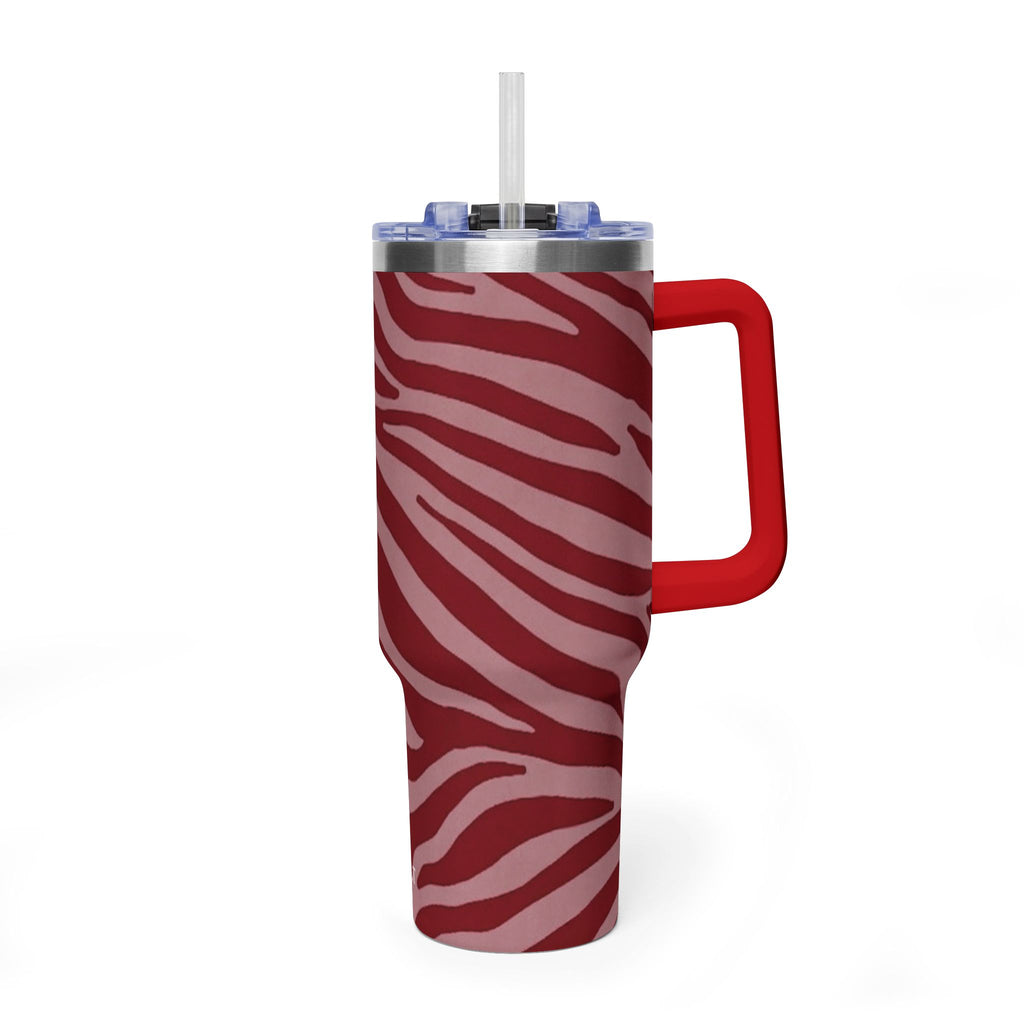 40oz Red Zebra Print Tumbler - Vacuum Insulated Travel Cup