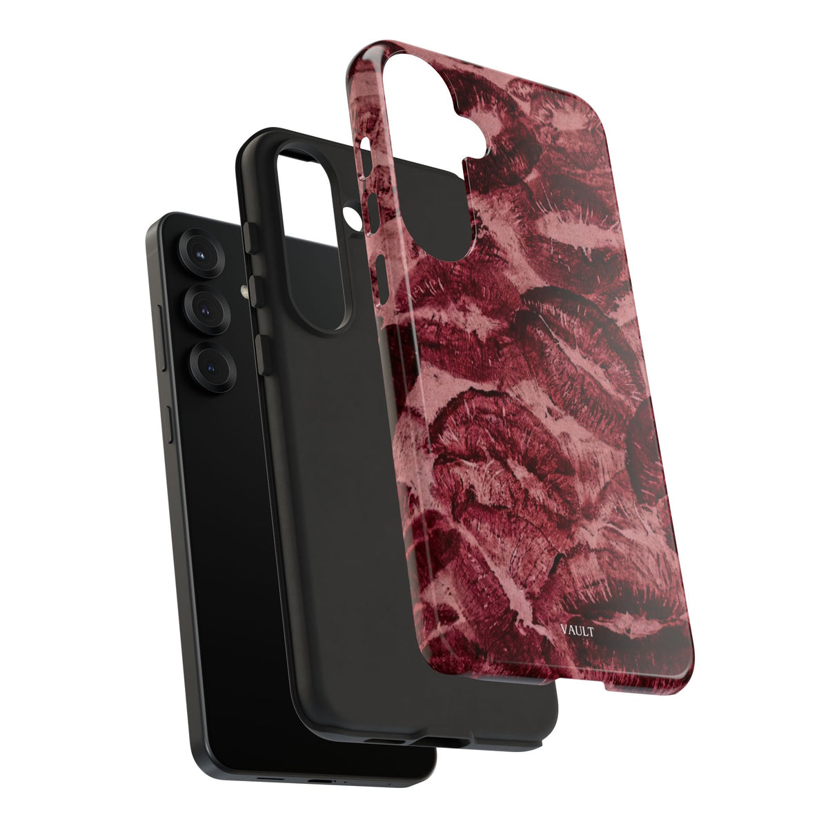 Kiss Print Phone Case – Burgundy Lip Pattern Protective Phone Cover