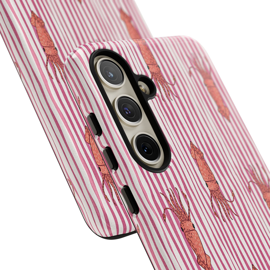 Squid Stripe Phone Case — Pink Nautical Sea Creature Pattern