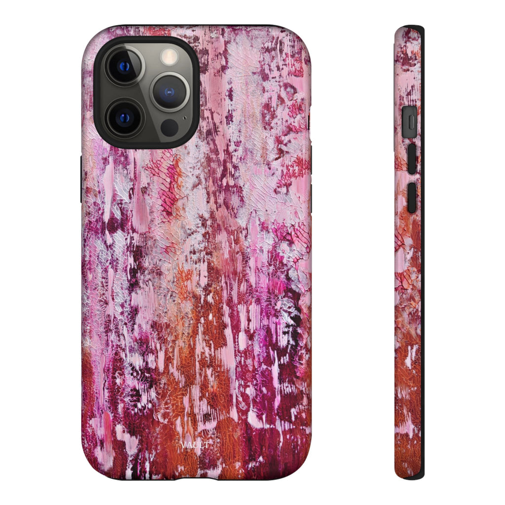 Pink Abstract Art Tough Phone Case — Protective Artistic Phone Cover