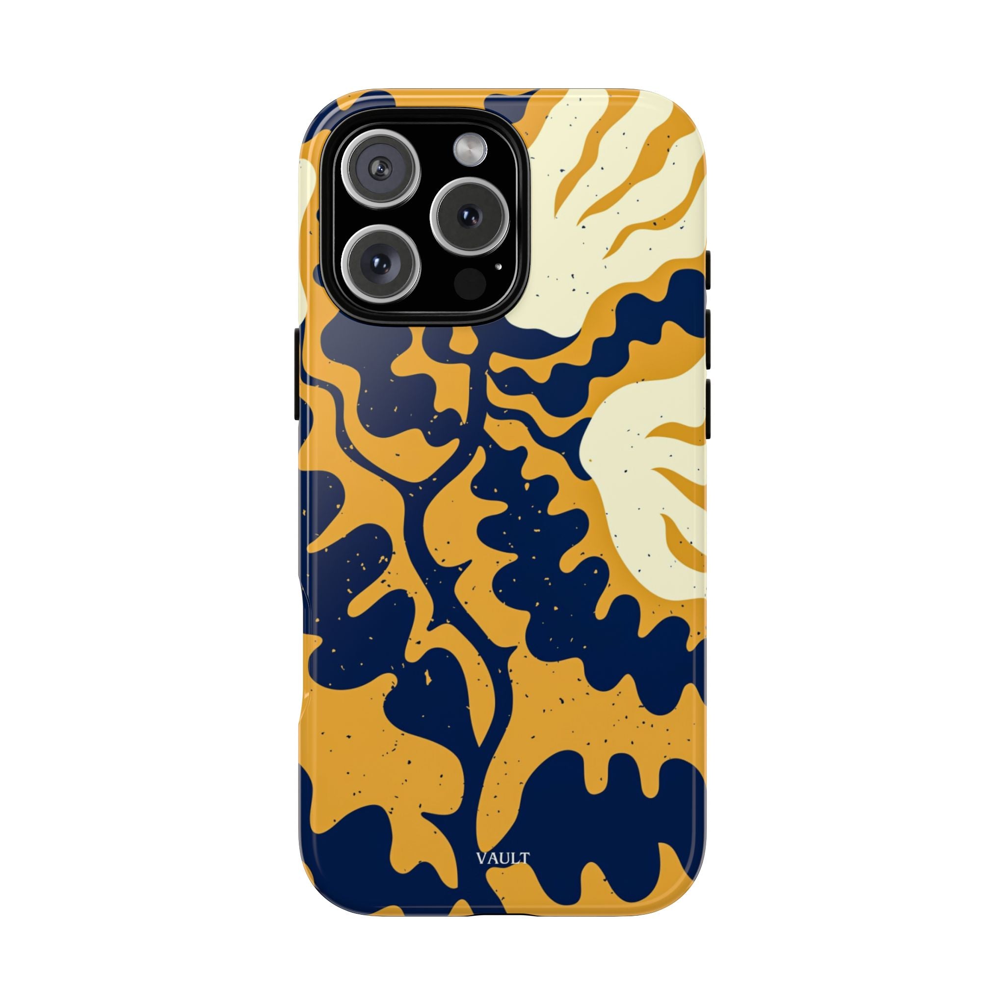 Bold Abstract Floral Phone Case (Navy & Mustard)