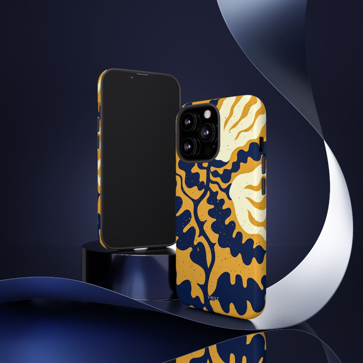 Bold Abstract Floral Phone Case (Navy & Mustard)