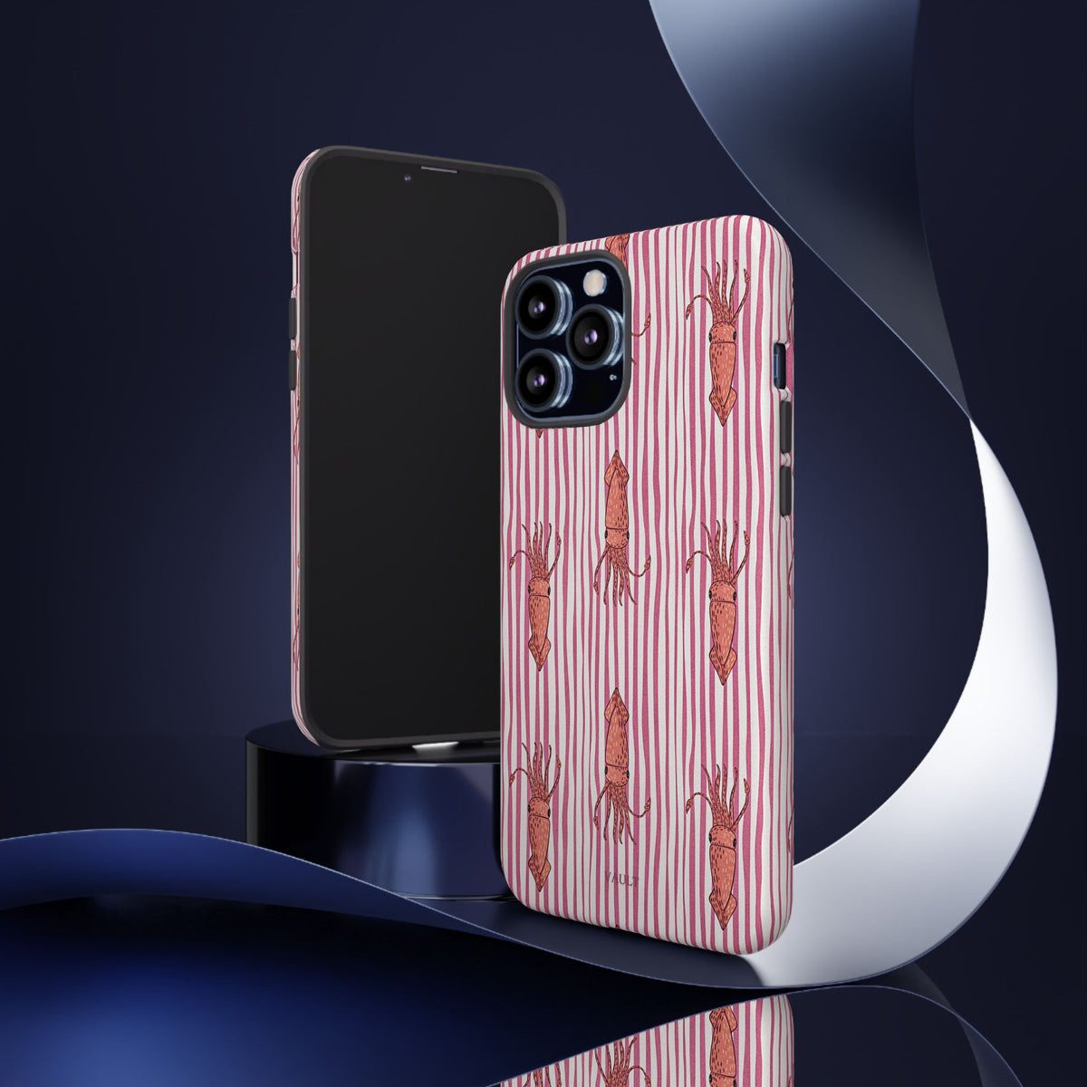 Squid Stripe Phone Case — Pink Nautical Sea Creature Pattern