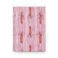 Squid Pattern Hardcover Journal — Pink Striped Nautical Notebook