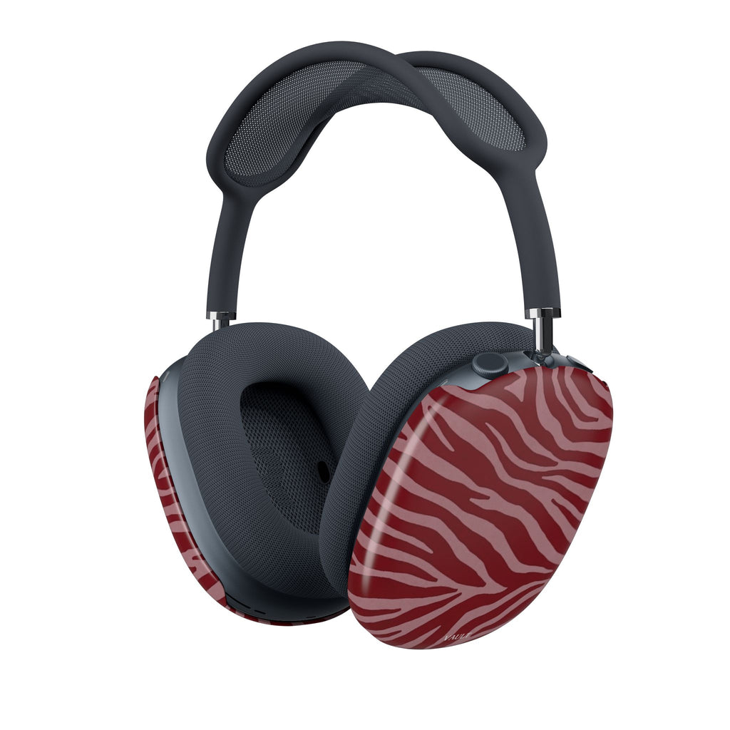 Red Zebra Print AirPod Max Ear Cup Covers — Stylish Protective Replacement