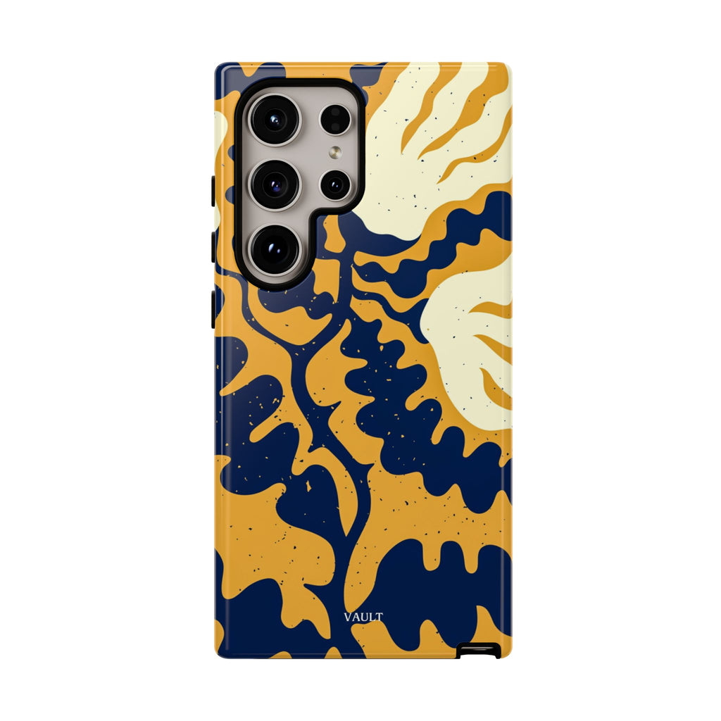 Bold Abstract Floral Phone Case (Navy & Mustard)