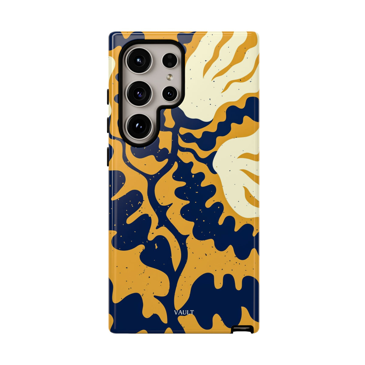 Bold Abstract Floral Phone Case (Navy & Mustard)