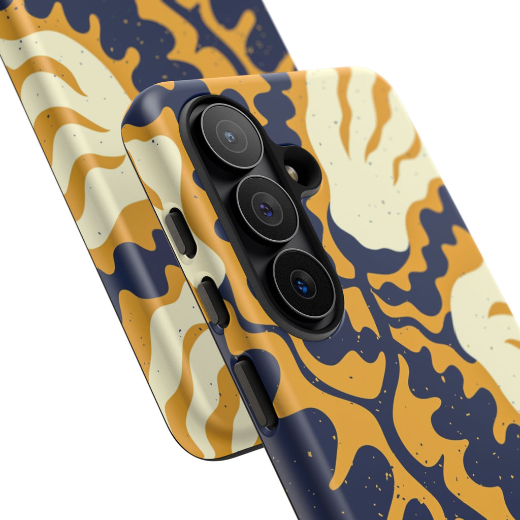 Bold Abstract Floral Phone Case (Navy & Mustard)