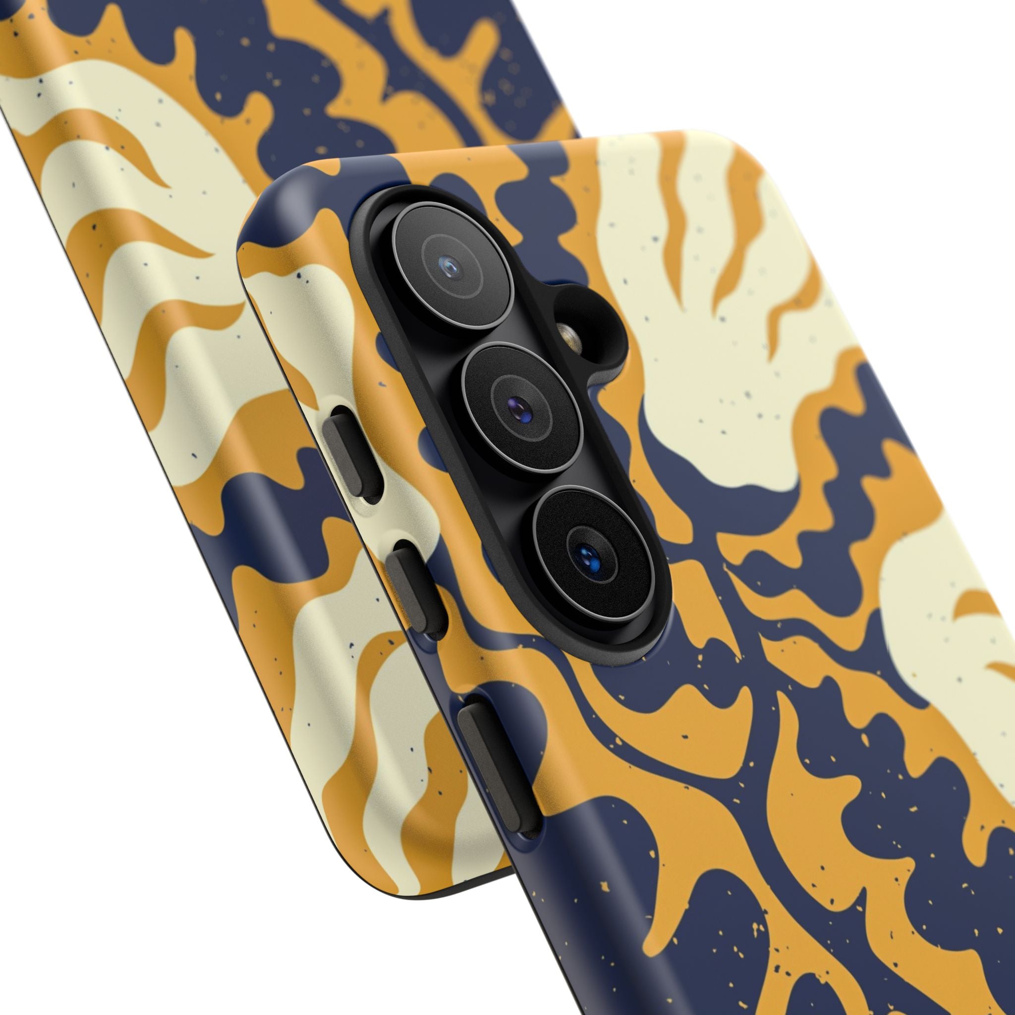 Bold Abstract Floral Phone Case (Navy & Mustard)