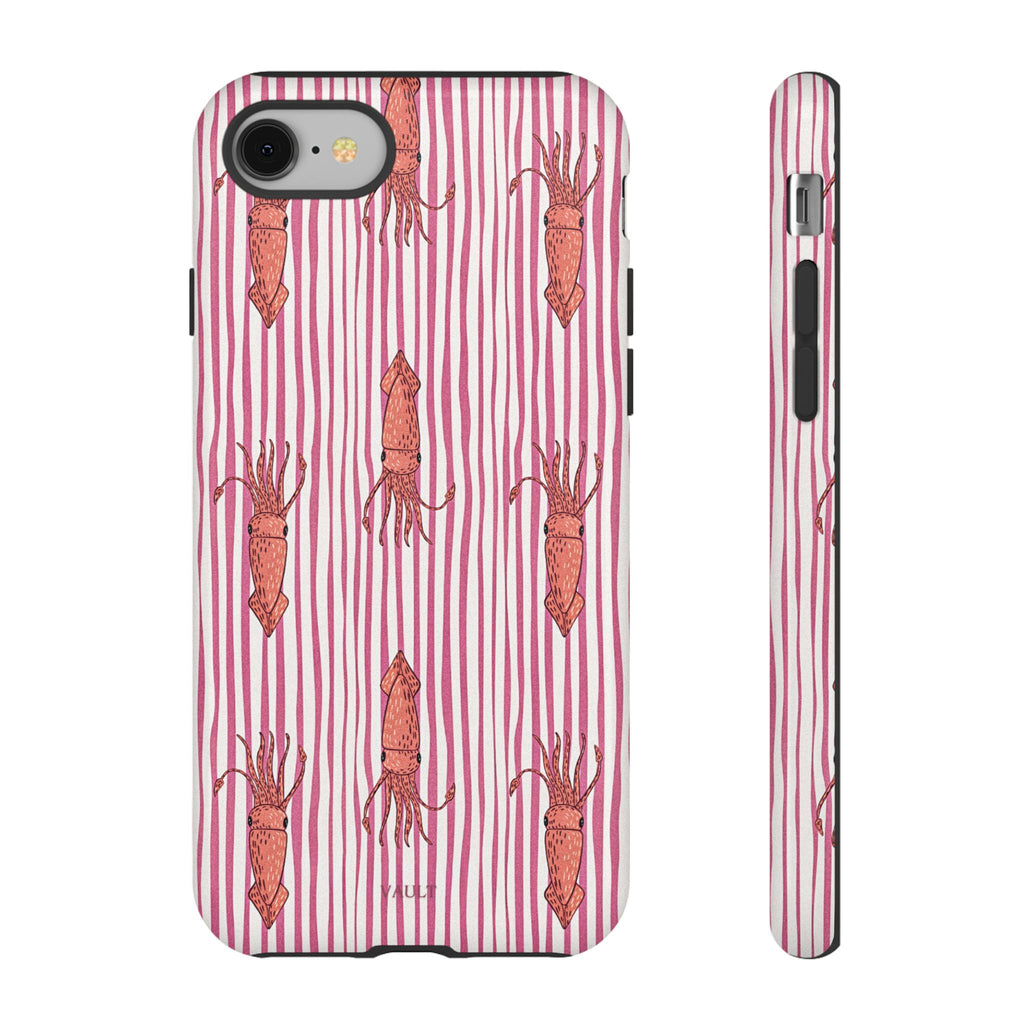 Squid Stripe Phone Case — Pink Nautical Sea Creature Pattern