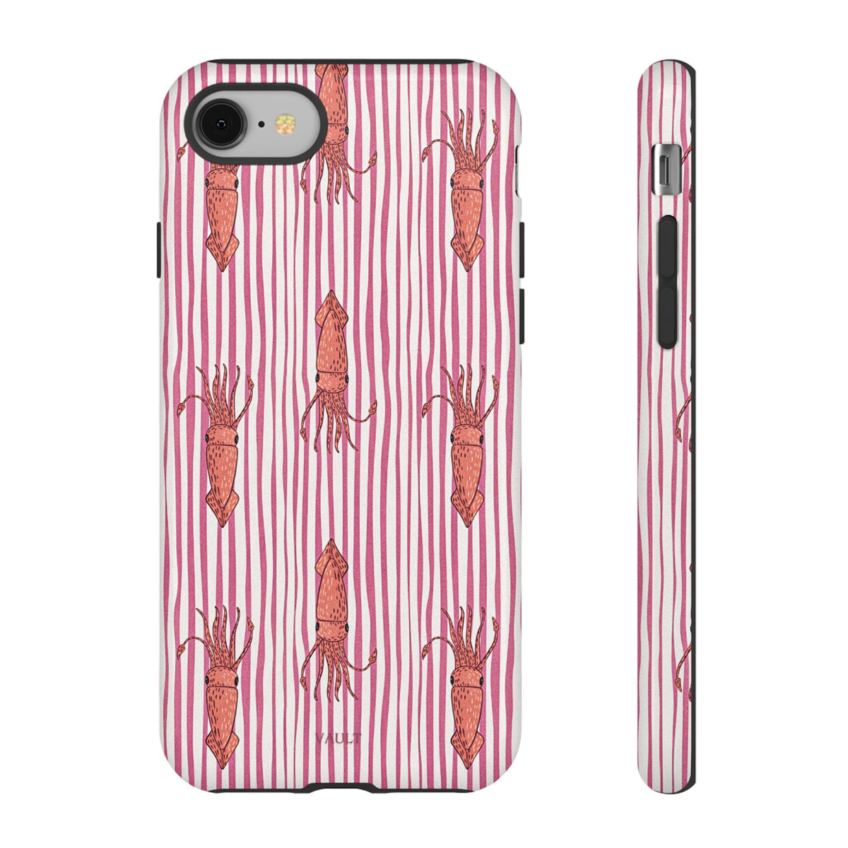 Squid Stripe Phone Case — Pink Nautical Sea Creature Pattern