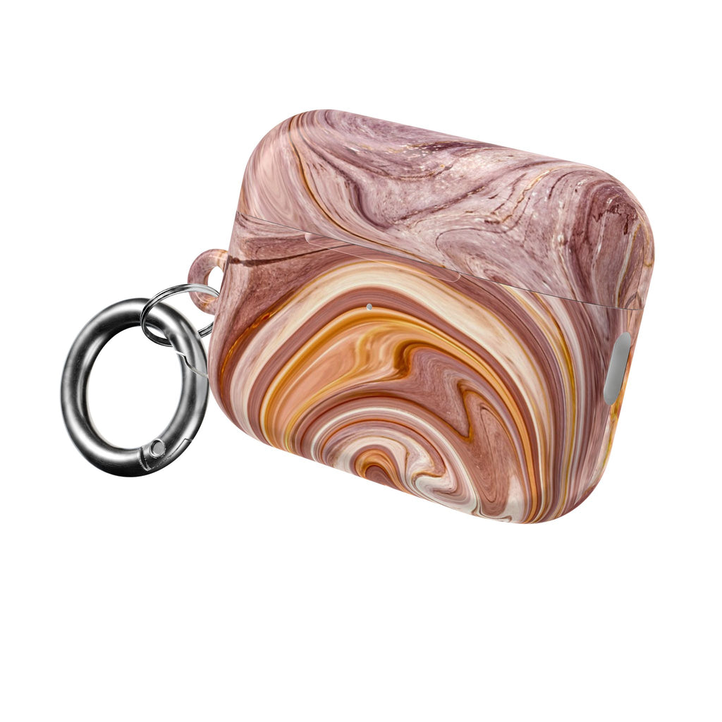Marble Swirl AirPod Case — Pink & Gold Abstract Protective Cover