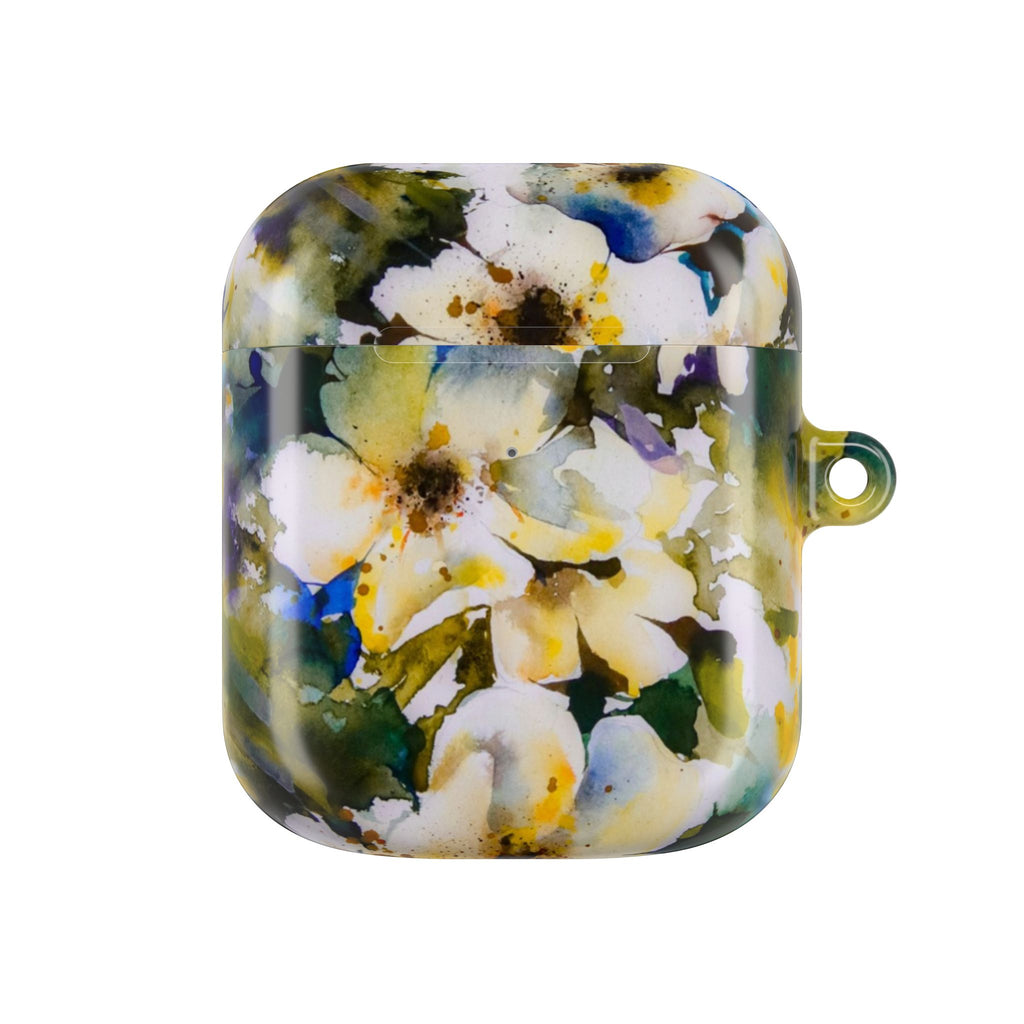 Floral Watercolor AirPod Case — White & Yellow Blossom Protective Cover