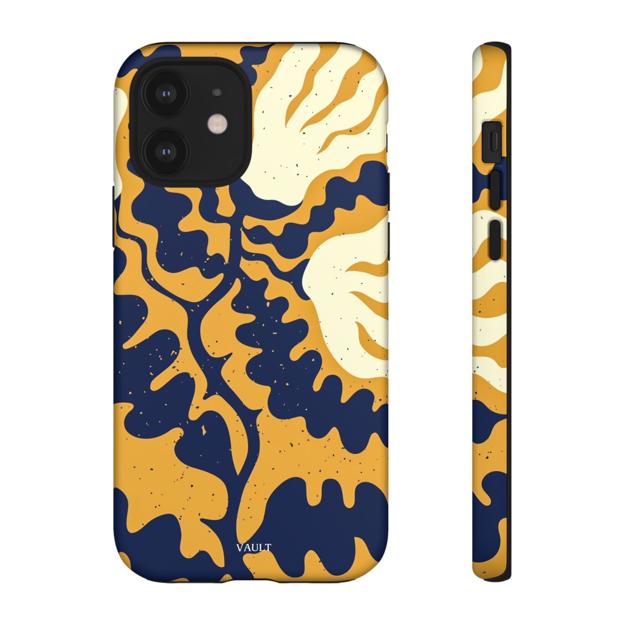 Bold Abstract Floral Phone Case (Navy & Mustard)