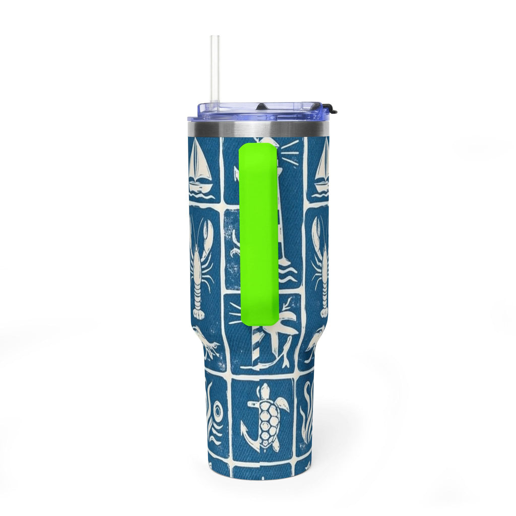 40oz Nautical Thermal Tumbler – Lighthouse, Anchor & Sea Life Travel Mug