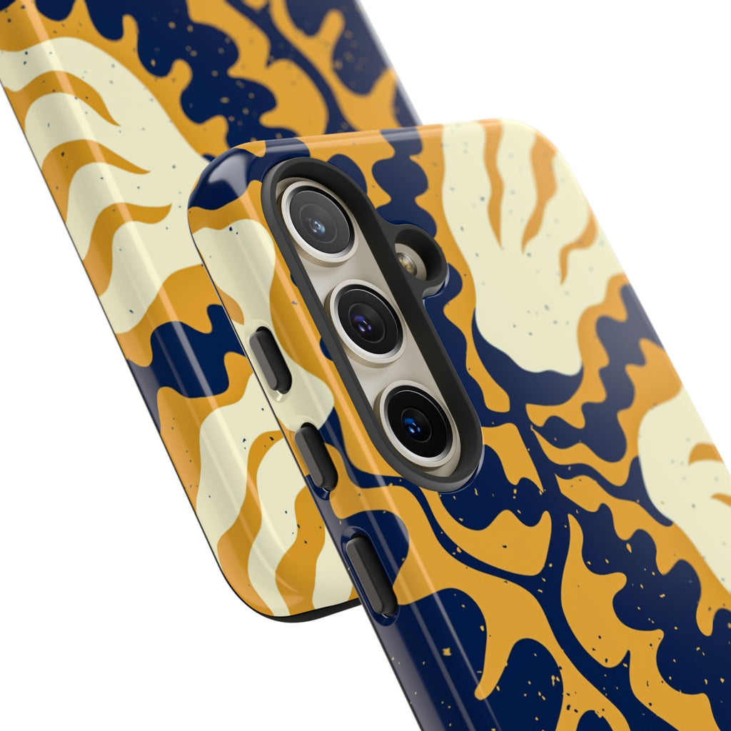 Bold Abstract Floral Phone Case (Navy & Mustard)