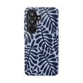 Floral Fern Tough Phone Case – Navy Blue on Light Blue, Protective Slim Cover
