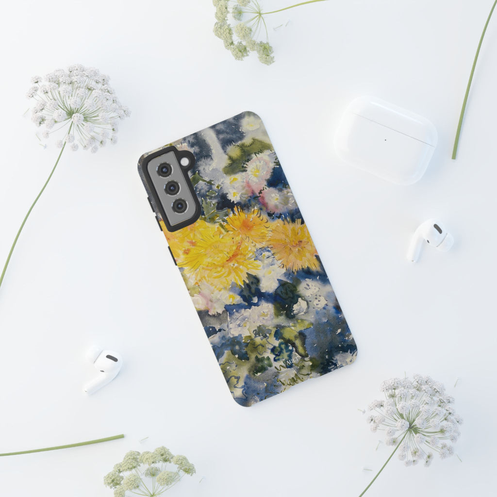 Floral Watercolor Phone Case – Yellow Chrysanthemums Design