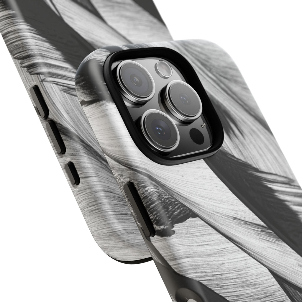 Monochrome Tropical Leaf Tough Phone Case — Black & White Botanical Protective Cover