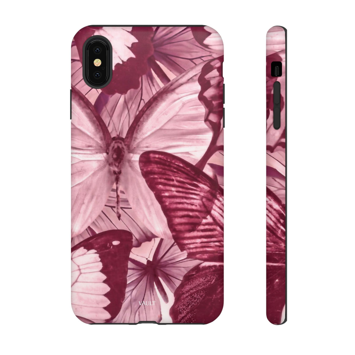 Butterfly Tough Phone Case — Vintage Pink Floral Protective Cover