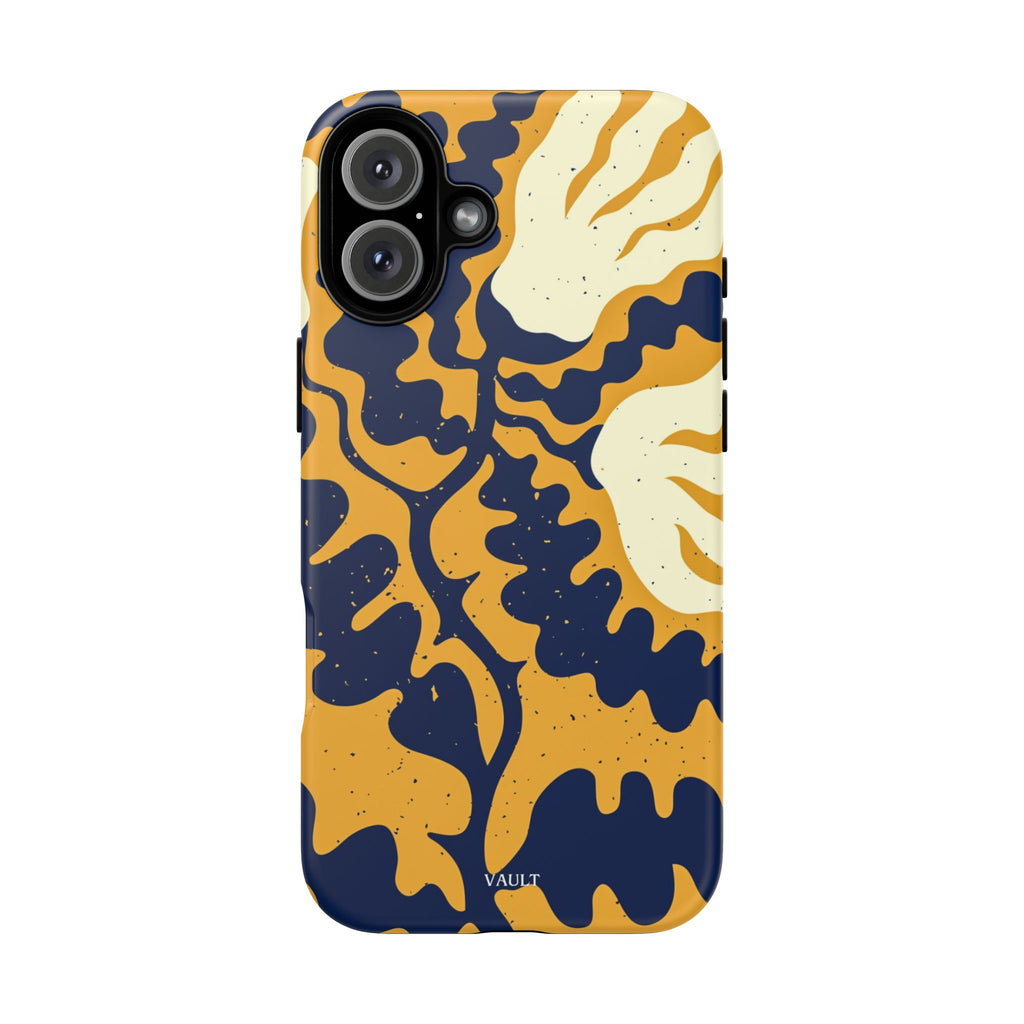 Bold Abstract Floral Phone Case (Navy & Mustard)