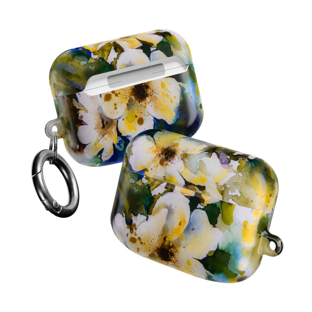 Floral Watercolor AirPod Case — White & Yellow Blossom Protective Cover