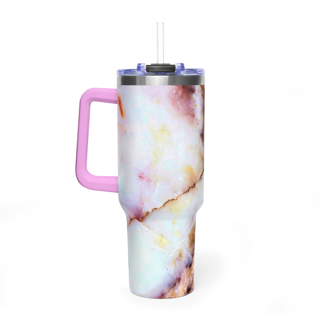 40oz Marble Rose Quartz Vacuum Tumbler – Insulated Travel Mug